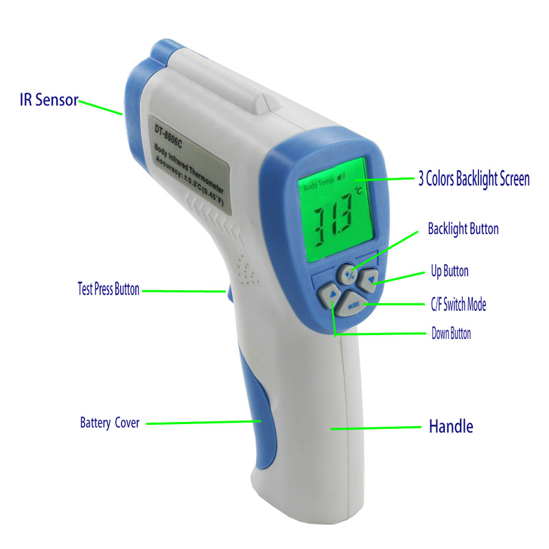 เครื่องวัดอุณหภูมิอินฟราเรดสามารถวัดจาก 32C ถึง 43 องศาเซลเซียสสำหรับเด็กและผู้ใหญ่